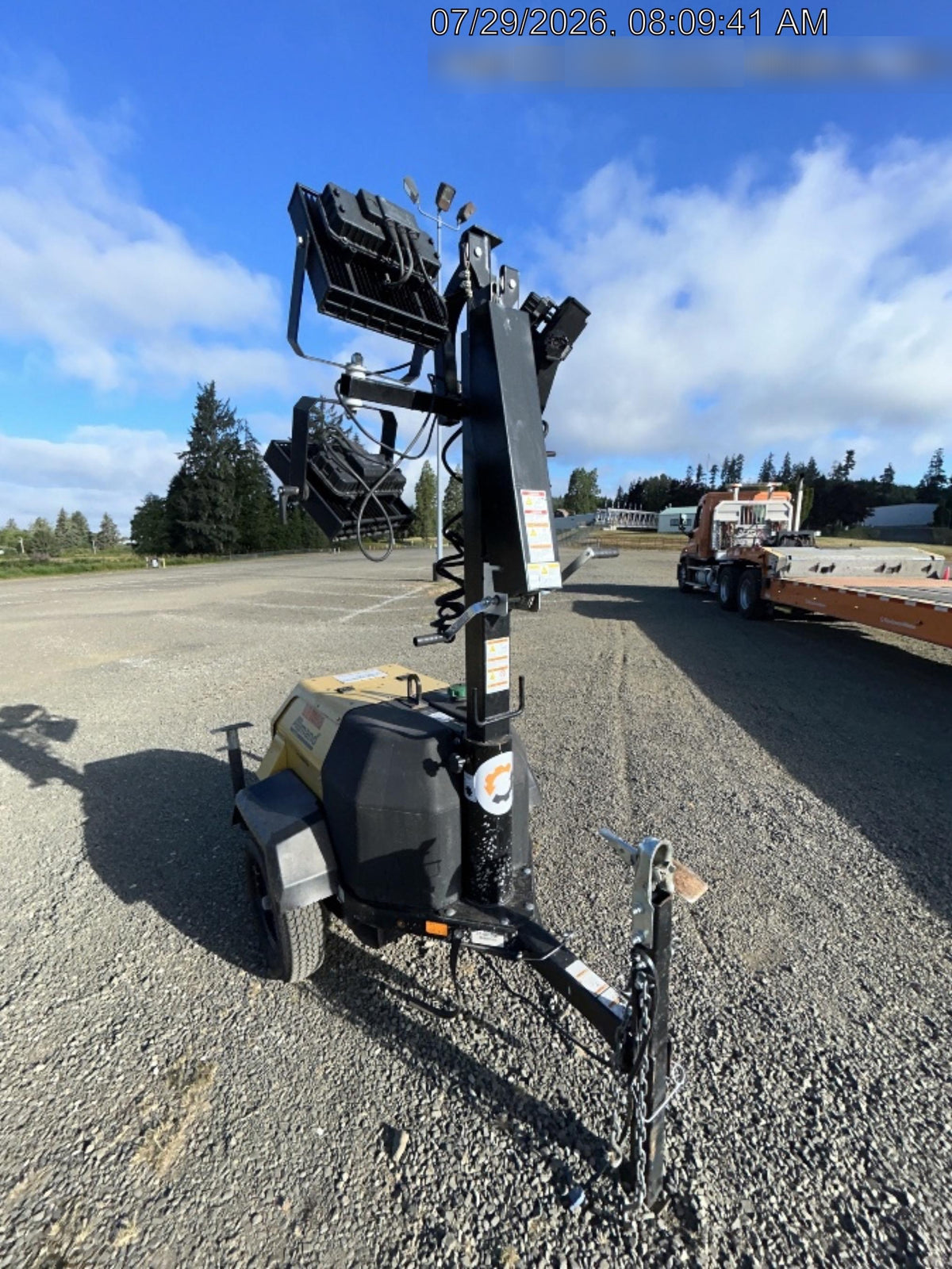 2021 Allmand NLV3GR (4) LED Light Fixture 350W, 23' Vertical Mast, 3kW Prime, Towable, Deep Sea L401, Leveling Jacks, Yanmar T4F 5.8hp