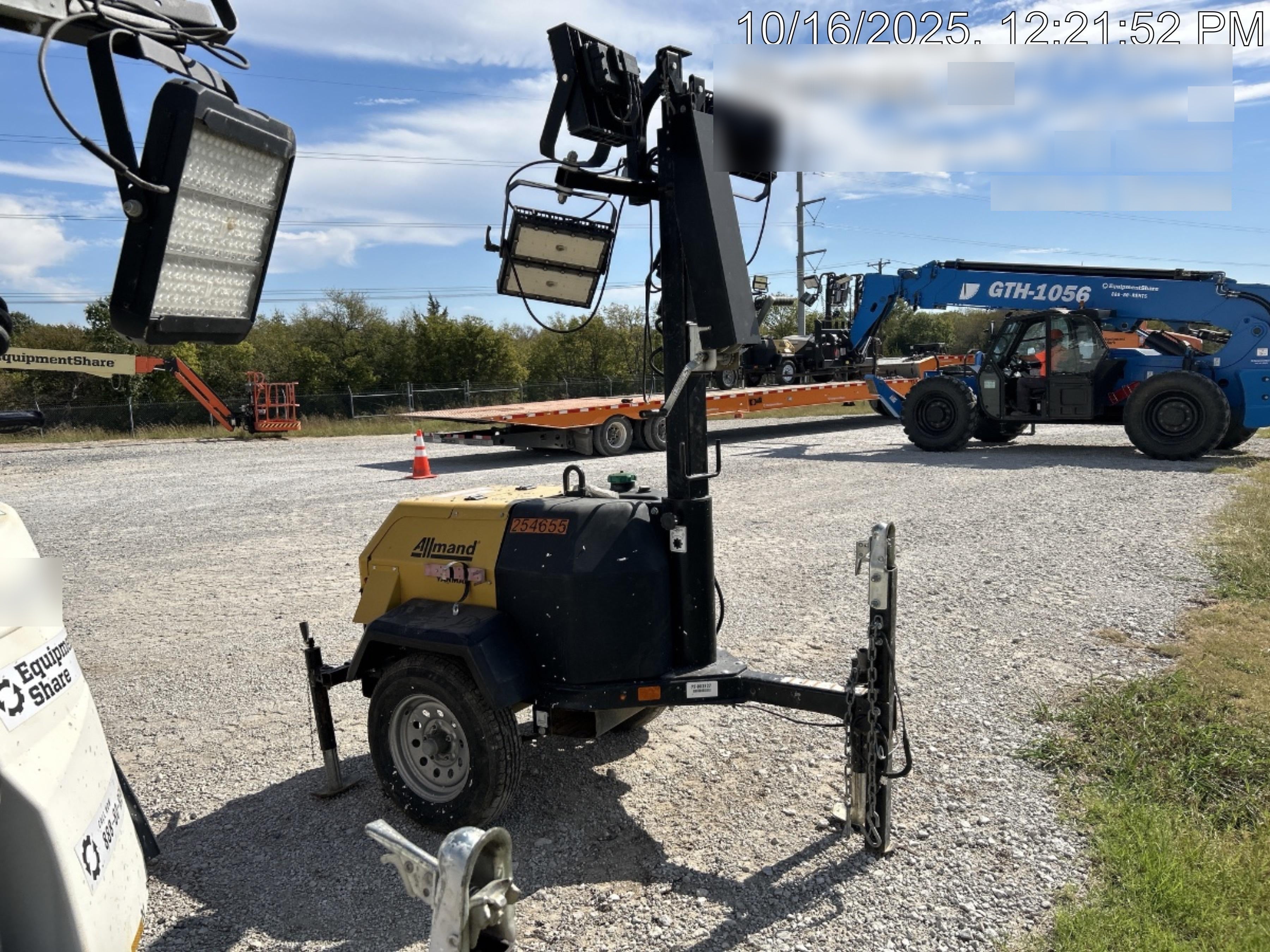 2022 Allmand NLV3GR (4) LED Light Fixture 350W, 23' Vertical Mast, 3kW Prime, Towable, ES Decals, T3