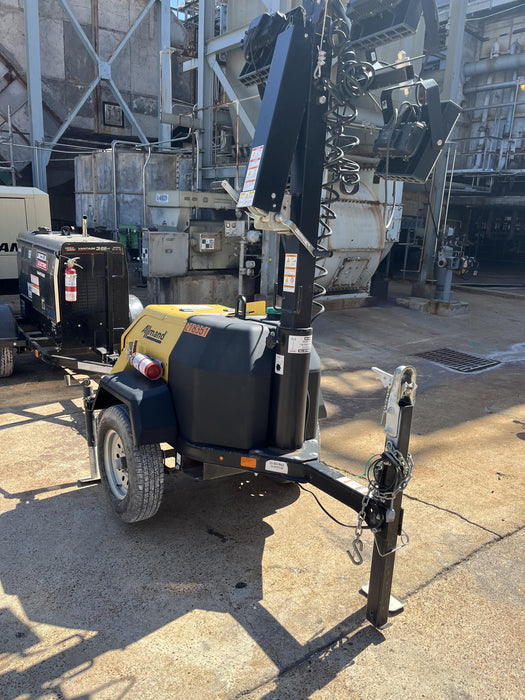 2022 Allmand NLV3GR (4) LED Light Fixture 350W, 23' Vertical Mast, 3kW Prime, Towable, Deep Sea L401, Leveling Jacks, Yanmar T4F 5.8hp