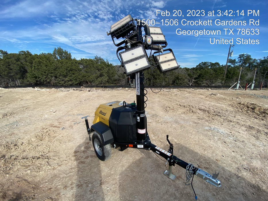 2022 Allmand NLV3GR (4) LED Light Fixture 350W, 23' Vertical Mast, 3kW Prime, Towable, ES Decals, T3