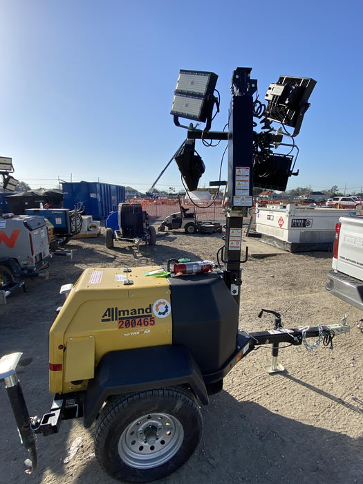 2022 Allmand NLV3GR (4) LED Light Fixture 350W, 23' Vertical Mast, 3kW Prime, Towable, Deep Sea L401, Leveling Jacks, Yanmar T4F 5.8hp