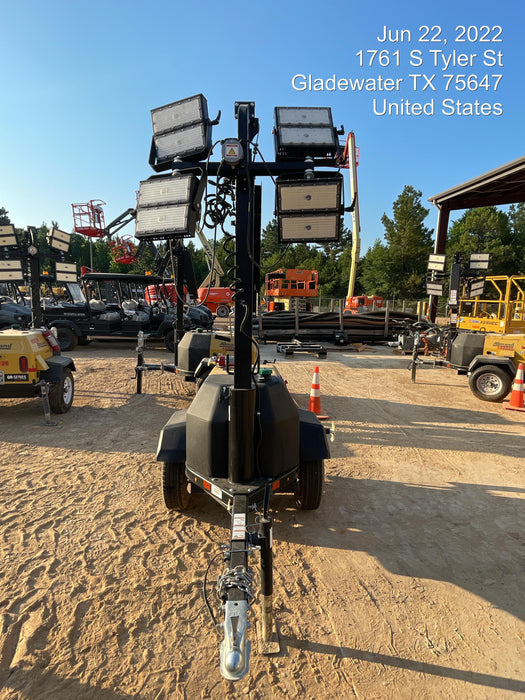 2022 Allmand NLV3GR (4) LED Light Fixture 350W, 23' Vertical Mast, 3kW Prime, Towable, Deep Sea L401, Leveling Jacks, Yanmar T4F 5.8hp