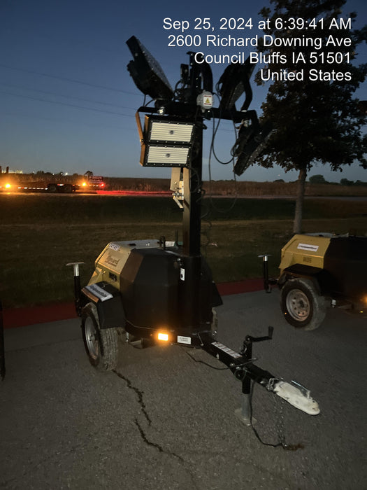 2022 Allmand NLV3GR (4) LED Light Fixture 350W, 23' Vertical Mast, 3kW Prime, Towable, Deep Sea L401, Leveling Jacks, Yanmar T4F 5.8hp