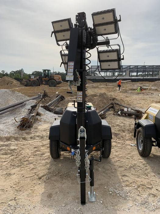 2022 Allmand NLV3GR (4) LED Light Fixture 350W, 23' Vertical Mast, 3kW Prime, Towable, Deep Sea L401, Leveling Jacks, Yanmar T4F 5.8hp