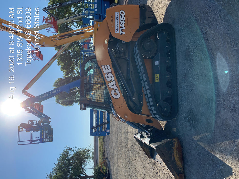 2020 Case TV450 761042 E-H Controls, 761031 ISO/H 2-Speed Controls, 761035 Performance Package Front Electric, 761206 Hydraulic Coupler, 761045 Cab Heat/AC, 761062 Air Ride Seat, 761201 HD Light Package, 761048 Engine Block Heater, 8500147 450mm (17.7 in.) 78" OTW Tracks