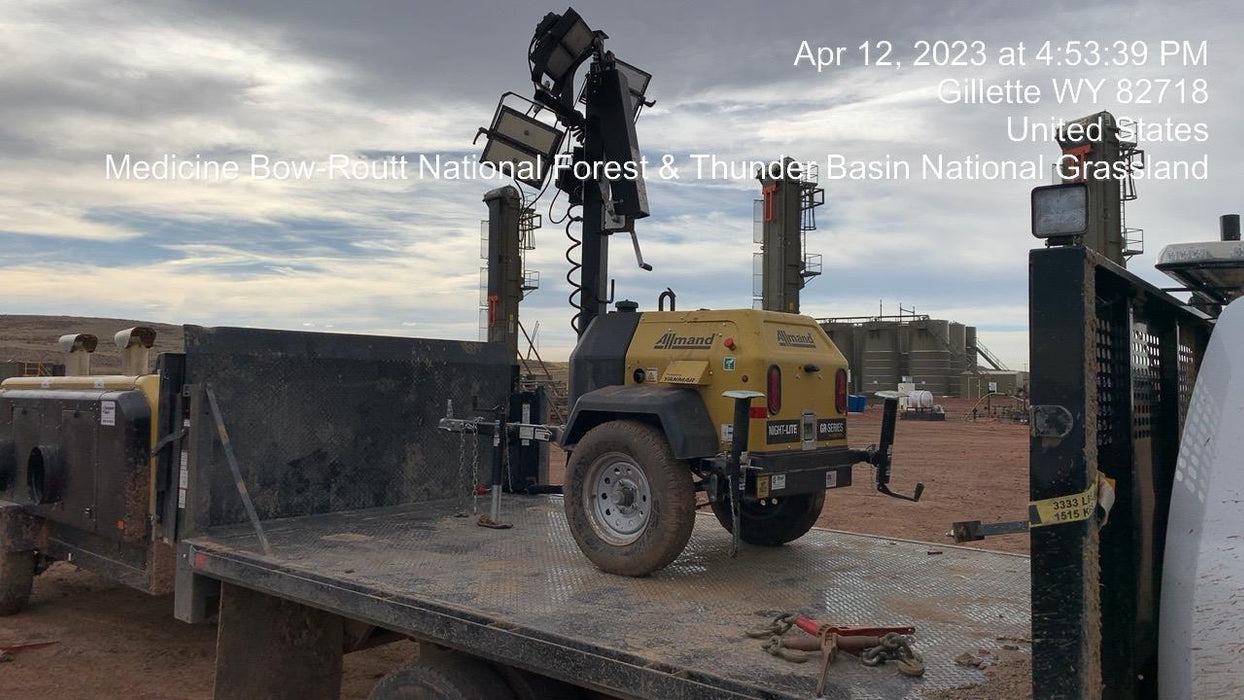 2022 Allmand NLV3GR (4) LED Light Fixture 350W, 23' Vertical Mast, 3kW Prime, Towable, ES Decals, T3