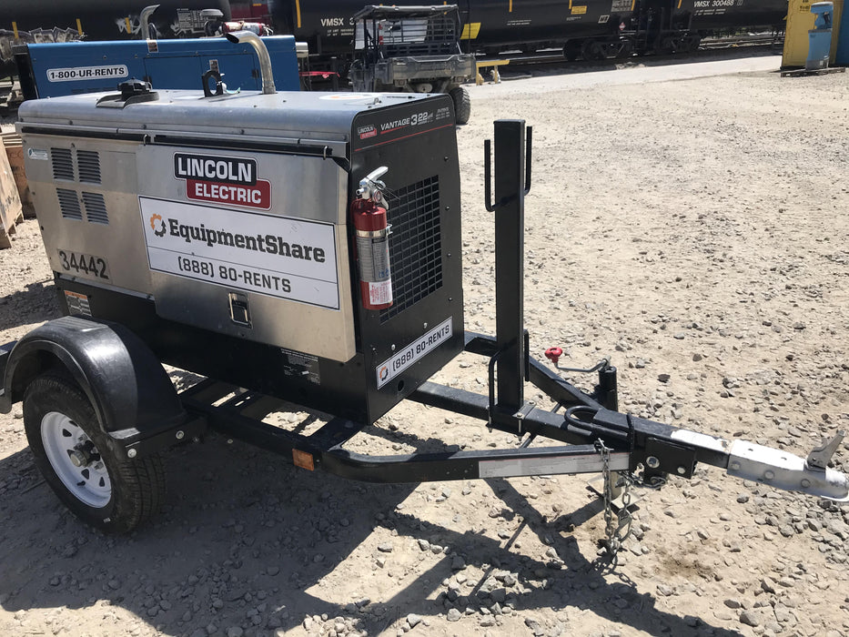 2019 Lincoln Electric Vantage 322 Welder Ready-Pak 3, Two wheel trailer, Fender and Light kit, Cable Rack