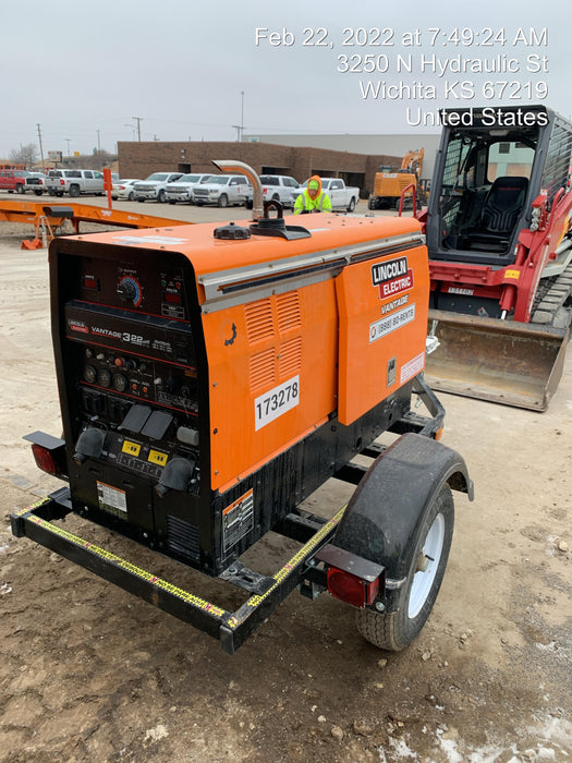 2021 Lincoln Electric Vantage 322 Vantage 322 Ready Pak 3 w/ Decals, ORANGE (includes trailer, cable rack, fender light kit) NO Telematics