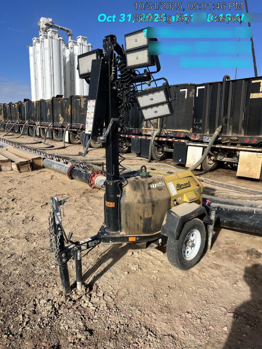 2022 Allmand NLV3GR (4) LED Light Fixture 350W, 23' Vertical Mast, 3kW Prime, Towable, ES Decals, T3