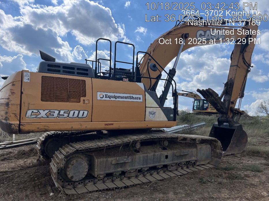 2016 Case CX350D CAB A/C, 13'-3" ARM, STEEL TRACKS, THUMB