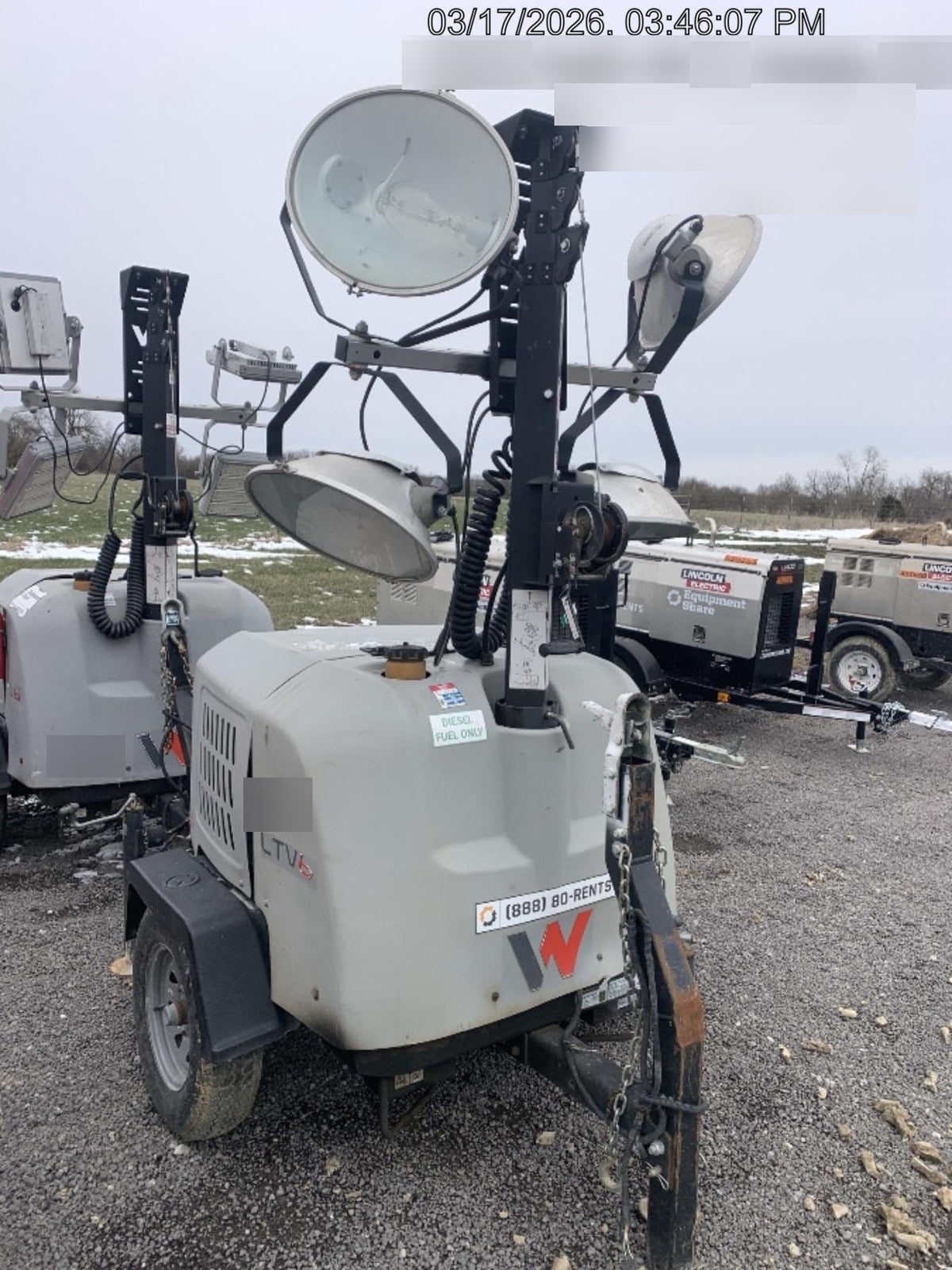 2018 Wacker Neuson LTV6L-MH Wacker Neuson LTV6L Mobile Light Tower w/Fuel Level Sensor Installed