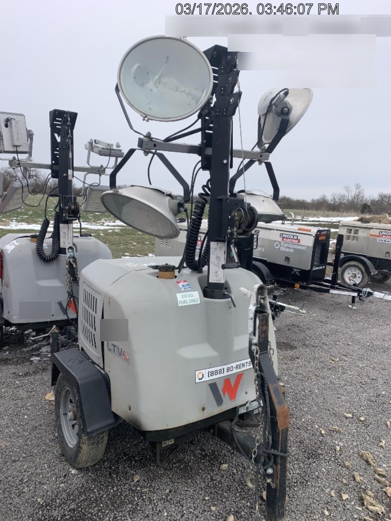 2018 Wacker Neuson LTV6L-MH Wacker Neuson LTV6L Mobile Light Tower w/Fuel Level Sensor Installed