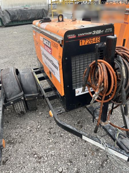 2021 Lincoln Electric Vantage 322 Vantage 322 Ready Pak 3 w/ Decals, ORANGE (includes trailer, cable rack, fender light kit) NO Telematics