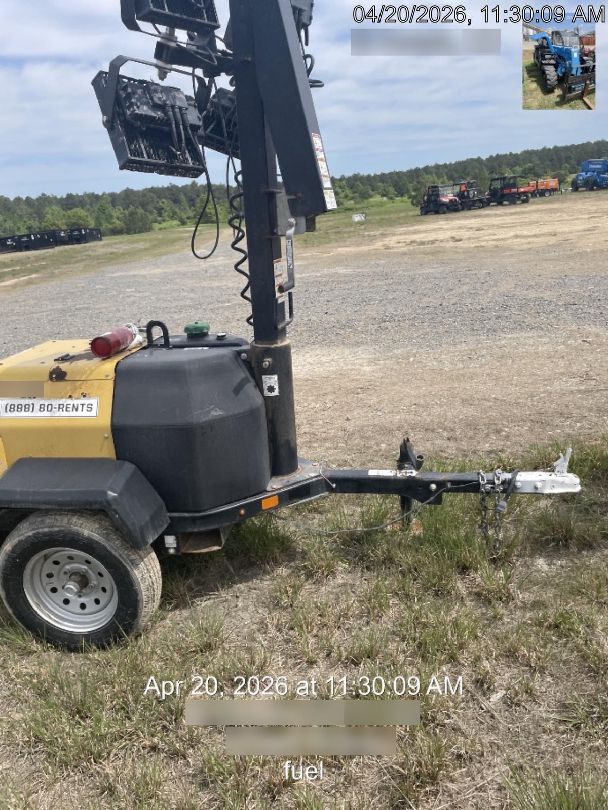 2022 Allmand NLV3GR (4) LED Light Fixture 350W, 23' Vertical Mast, 3kW Prime, Towable, Deep Sea L401, Leveling Jacks, Yanmar T4F 5.8hp