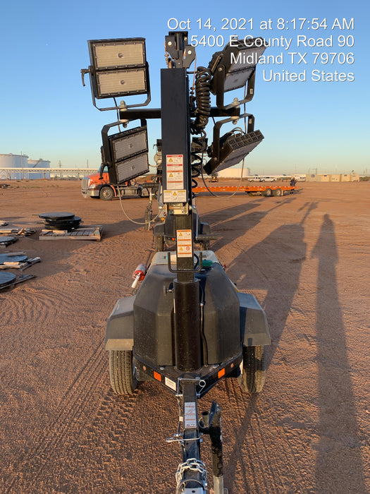 2021 Allmand NLV3GR (4) LED Light Fixture 350W, 23' Vertical Mast, 3kW Prime, Towable, Deep Sea L401, Leveling Jacks, Yanmar T4F 5.8hp