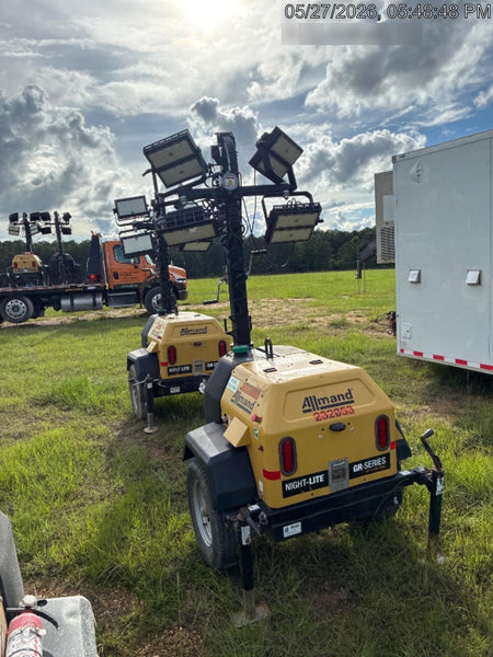 2022 Allmand NLV3GR (4) LED Light Fixture 350W, 23' Vertical Mast, 3kW Prime, Towable, Deep Sea L401, Leveling Jacks, Yanmar T4F 5.8hp
