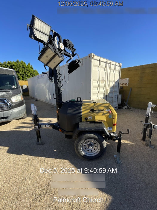 2022 Allmand NLV3GR (4) LED Light Fixture 350W, 23' Vertical Mast, 3kW Prime, Towable, ES Decals, T3