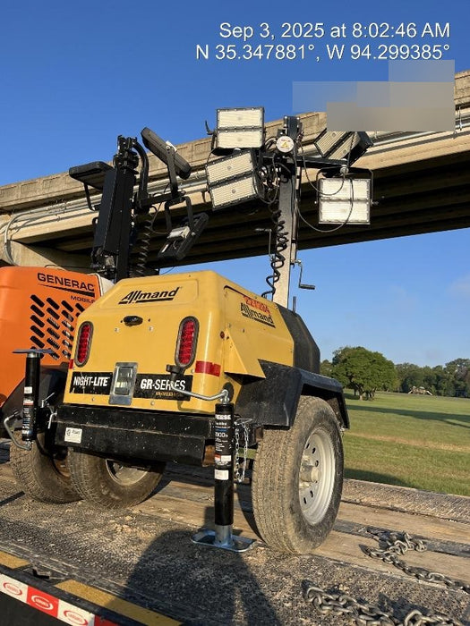 2022 Allmand NLV3GR (4) LED Light Fixture 350W, 23' Vertical Mast, 3kW Prime, Towable, Deep Sea L401, Leveling Jacks, Yanmar T4F 5.8hp