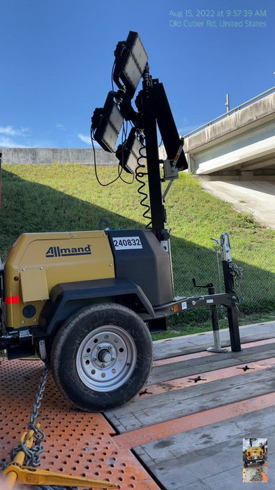 2022 Allmand NLV3GR (4) LED Light Fixture 350W, 23' Vertical Mast, 3kW Prime, Towable, Deep Sea L401, Leveling Jacks, Yanmar T4F 5.8hp