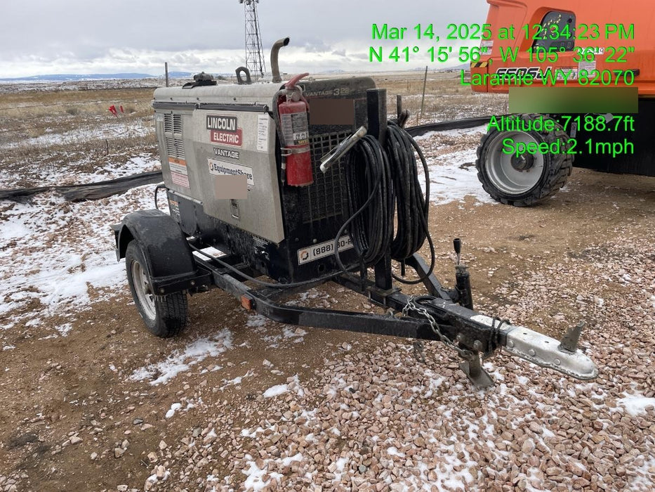 2019 Lincoln Electric Vantage 322 Welder Ready-Pak 3, Two wheel trailer, Fender and Light kit, Cable Rack