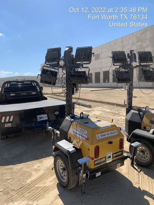 2022 Allmand NLV3GR (4) LED Light Fixture 350W, 23' Vertical Mast, 3kW Prime, Towable, ES Decals, T3