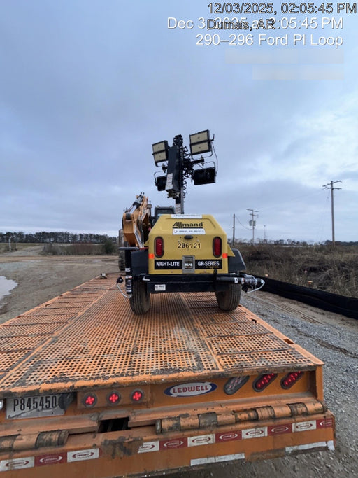 2022 Allmand NLV3GR (4) LED Light Fixture 350W, 23' Vertical Mast, 3kW Prime, Towable, Deep Sea L401, Leveling Jacks, Yanmar T4F 5.8hp