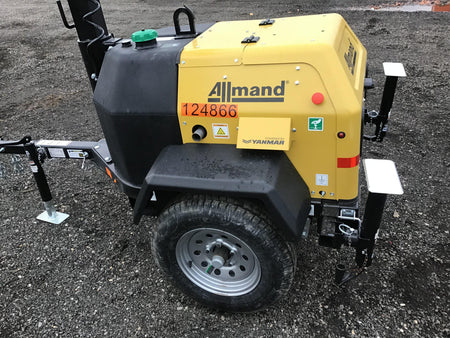 2020 Allmand NLV3GR (4) LED Light Fixture 350W, 23' Vertical Mast, 3kW Prime, Towable, Deep Sea L401, Leveling Jacks, Yanmar T4F 5.8hp