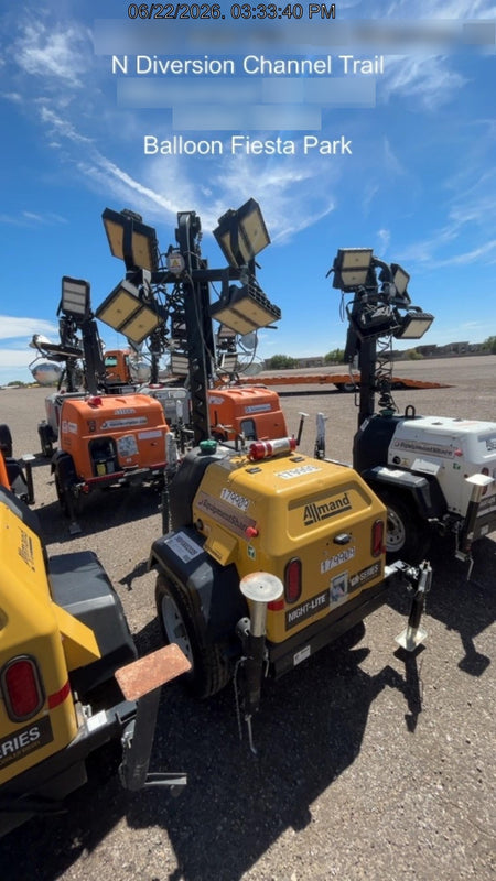 Allmand NLV3GR (4) LED Light Fixture 350W, 23' Vertical Mast, 3kW Prime, Towable, Deep Sea L401, Leveling Jacks, Yanmar T4F 5.8hp
