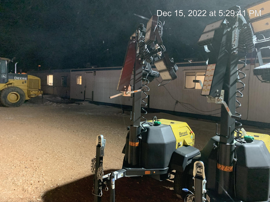 2022 Allmand NLV3GR (4) LED Light Fixture 350W, 23' Vertical Mast, 3kW Prime, Towable, ES Decals, T3