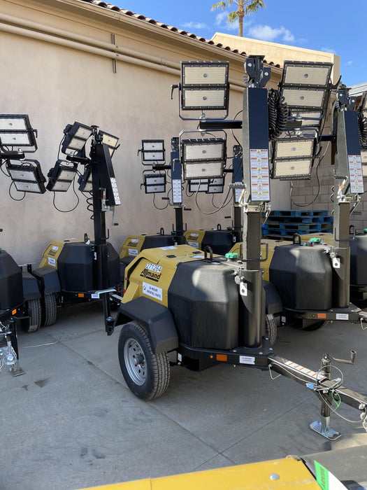 2022 Allmand NLV3GR (4) LED Light Fixture 350W, 23' Vertical Mast, 3kW Prime, Towable, ES Decals, T3