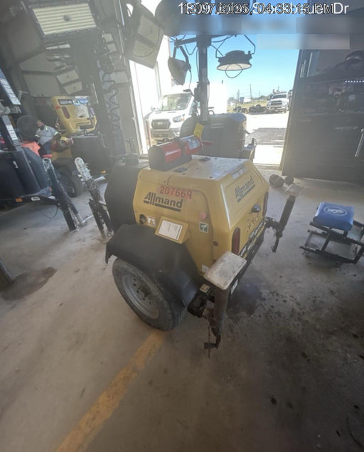 2022 Allmand NLV3GR (4) LED Light Fixture 350W, 23' Vertical Mast, 3kW Prime, Towable, Deep Sea L401, Leveling Jacks, Yanmar T4F 5.8hp