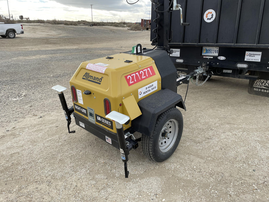 2022 Allmand NLV3GR (4) LED Light Fixture 350W, 23' Vertical Mast, 3kW Prime, Towable, ES Decals, T3