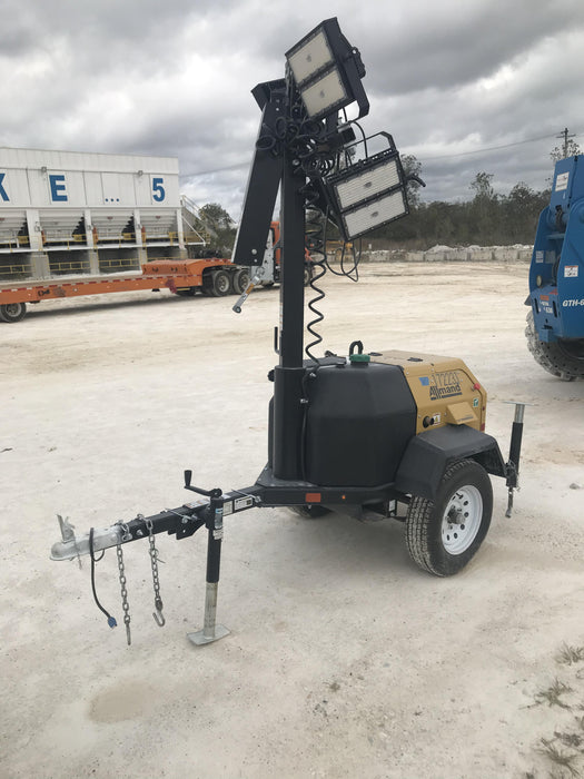 2021 Allmand NLV3GR (4) LED Light Fixture 350W, 23' Vertical Mast, 3kW Prime, Towable, Deep Sea L401, Leveling Jacks, Yanmar T4F 5.8hp