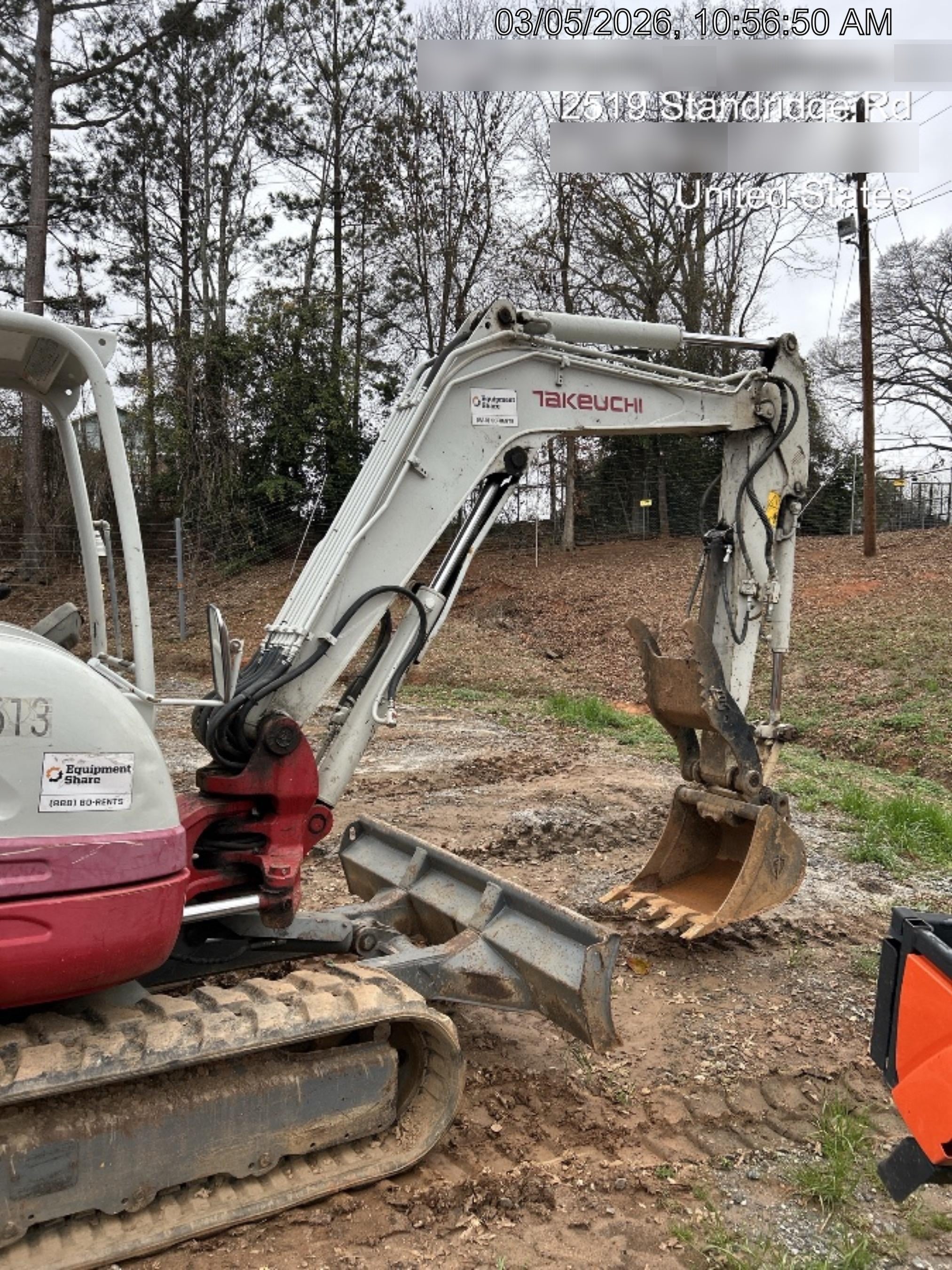 2019 Takeuchi TB260 Canopy, Standard Blade, Auxiliary hydraulics Manual QC, Hydraulic thumb, 12" ,18", 24" Bucket