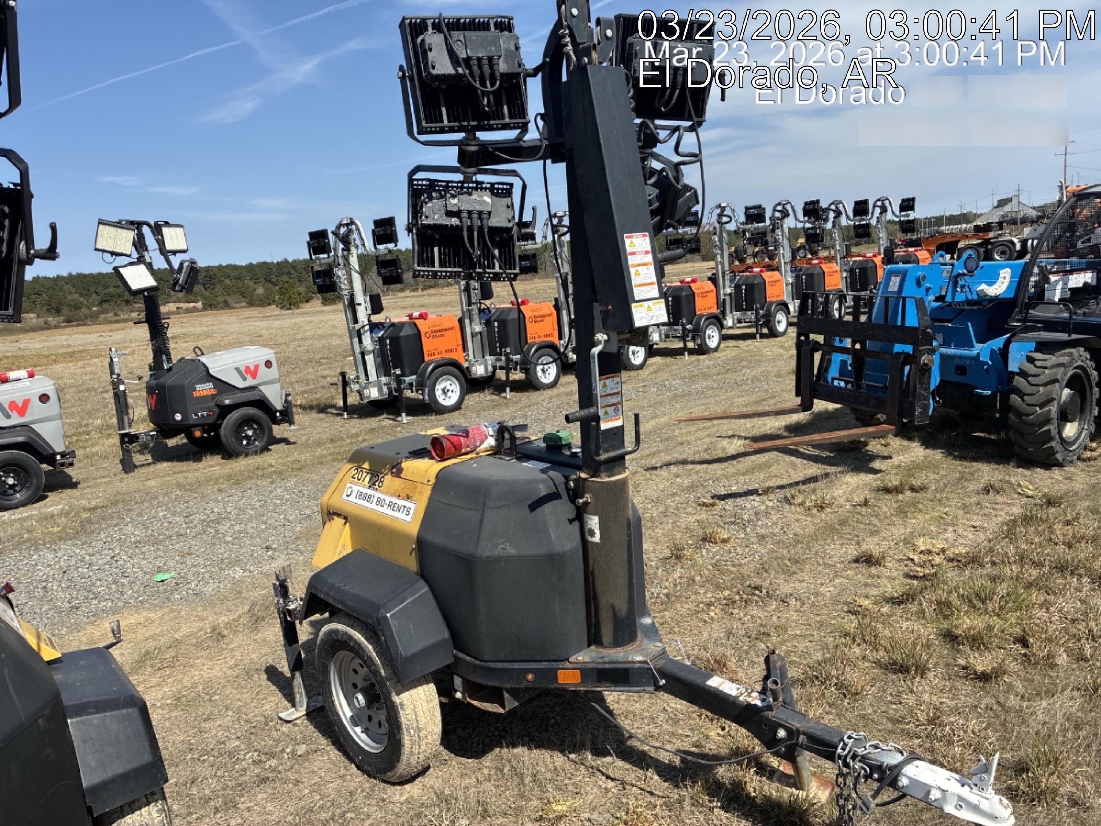 2022 Allmand NLV3GR (4) LED Light Fixture 350W, 23' Vertical Mast, 3kW Prime, Towable, Deep Sea L401, Leveling Jacks, Yanmar T4F 5.8hp