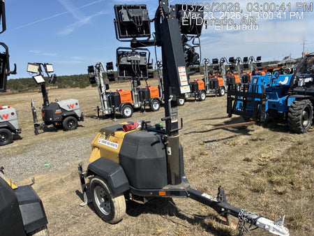 2022 Allmand NLV3GR (4) LED Light Fixture 350W, 23' Vertical Mast, 3kW Prime, Towable, Deep Sea L401, Leveling Jacks, Yanmar T4F 5.8hp