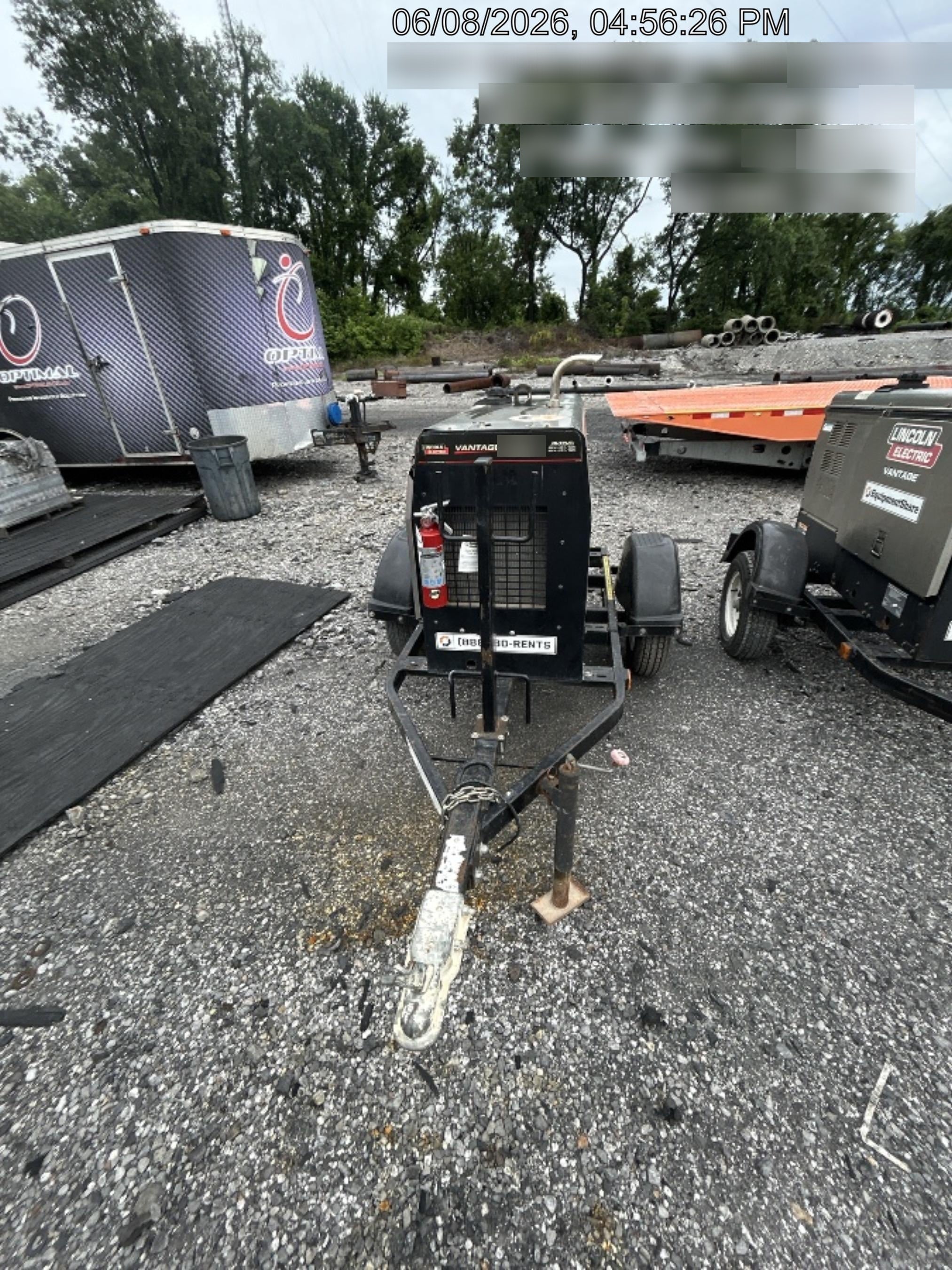 2019 Lincoln Electric Vantage 322 Ready-Pak 3, Two Wheel Trailer, Fender and Light Kit, Cable Rack