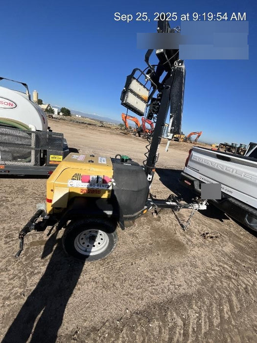 2022 Allmand NLV3GR (4) LED Light Fixture 350W, 23' Vertical Mast, 3kW Prime, Towable, Deep Sea L401, Leveling Jacks, Yanmar T4F 5.8hp