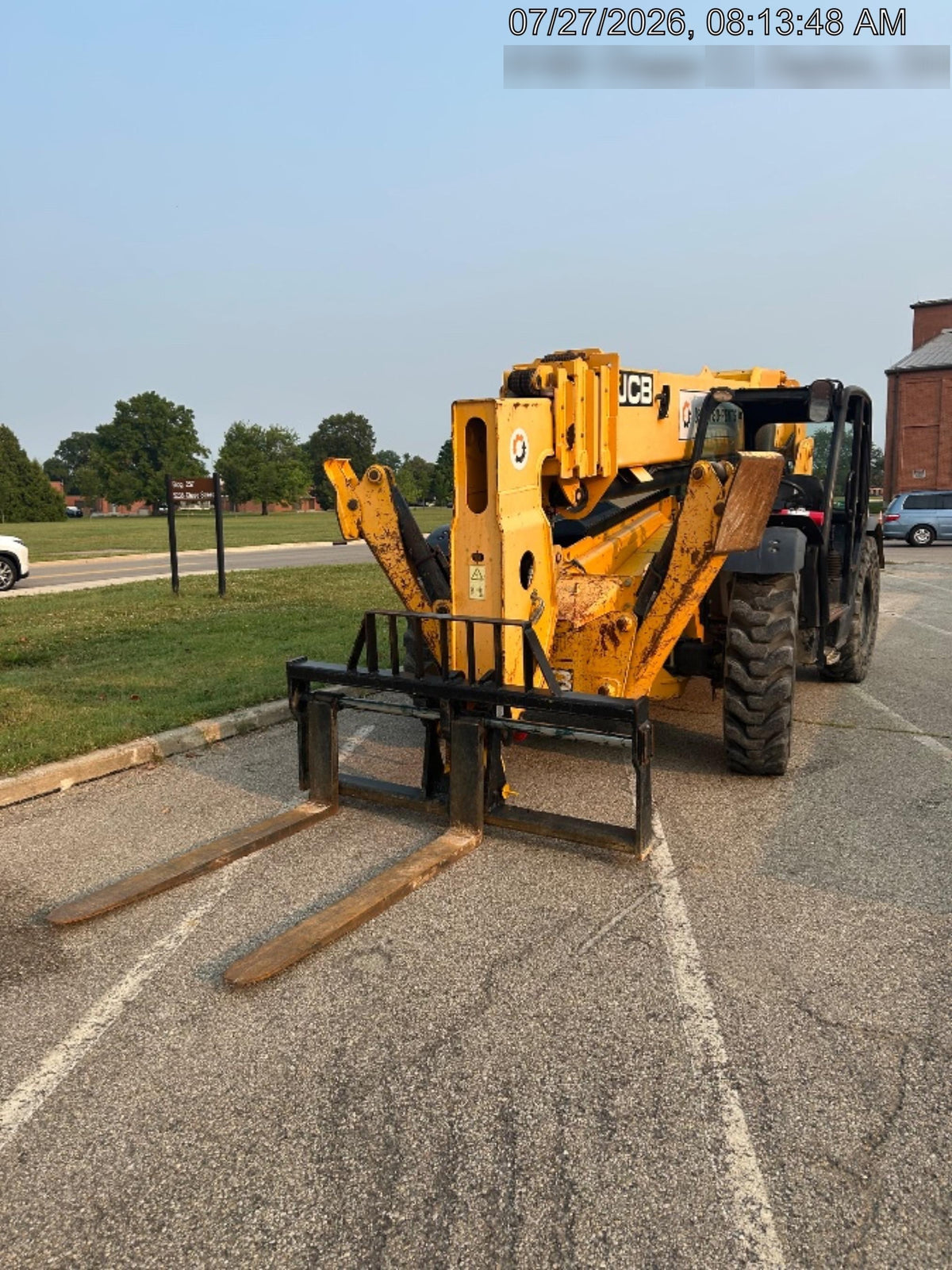 2019 JCB 512-56 Canopy, 74 HP, Solid Tires, STD Worklight, Beacon, Aux Hydraulics, Lifting Eye, Back up Alarm 66" Carriage, 60" Forks