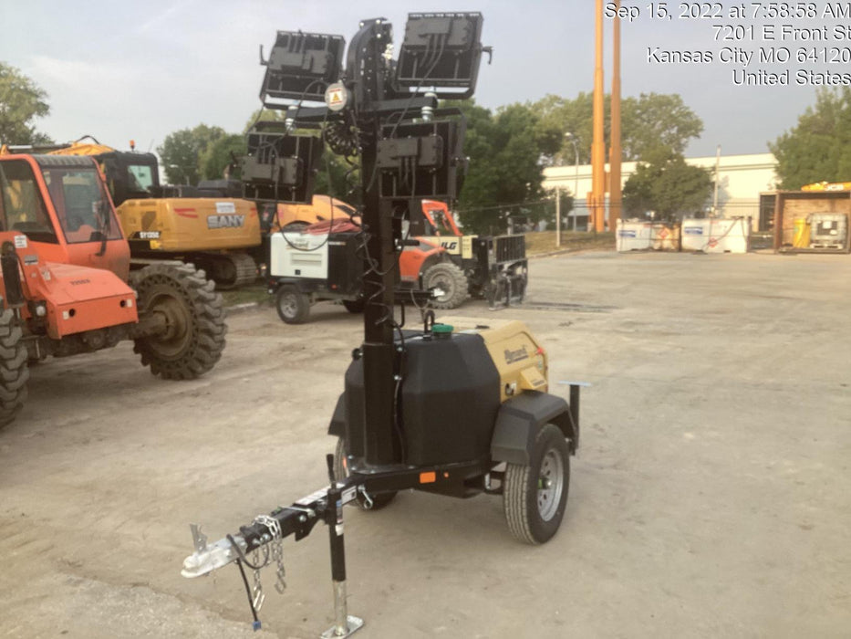 2022 Allmand NLV3GR (4) LED Light Fixture 350W, 23' Vertical Mast, 3kW Prime, Towable, ES Decals, T3