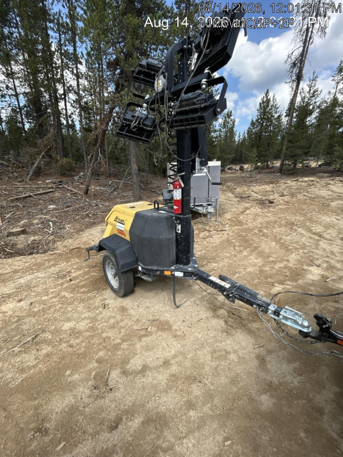 2020 Allmand NLV3GR (4) LED Light Fixture 350W, 23' Vertical Mast, 3kW Prime, Towable, Deep Sea L401, Leveling Jacks, Yanmar T4F 5.8hp