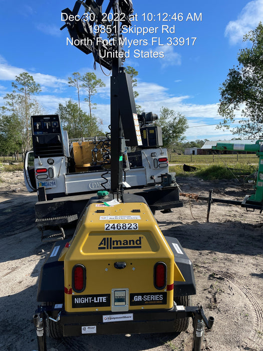 2022 Allmand NLV3GR (4) LED Light Fixture 350W, 23' Vertical Mast, 3kW Prime, Towable, ES Decals, T3