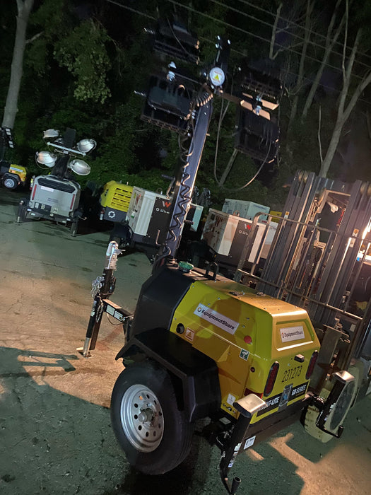 2022 Allmand NLV3GR (4) LED Light Fixture 350W, 23' Vertical Mast, 3kW Prime, Towable, Deep Sea L401, Leveling Jacks, Yanmar T4F 5.8hp