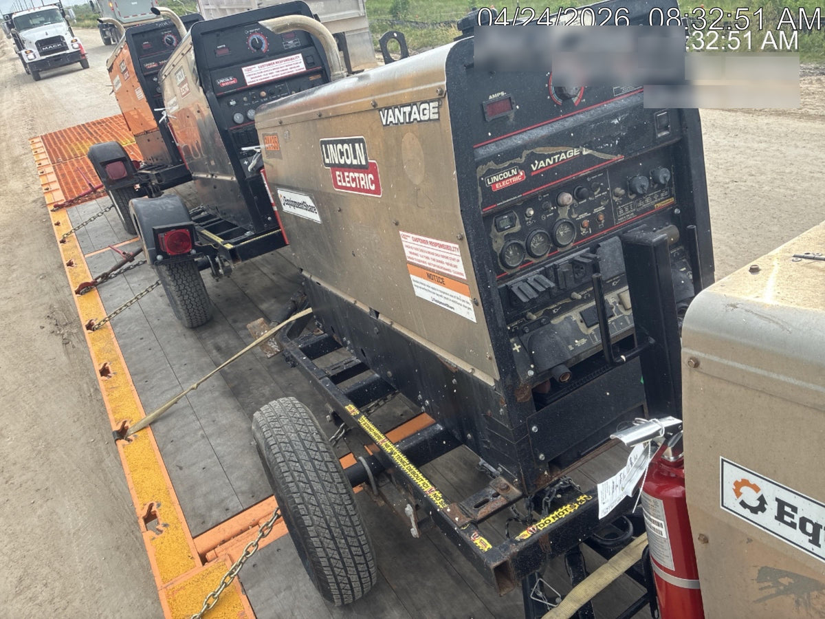 2019 Lincoln Electric Vantage 322 Welder Ready-Pak 3, Two wheel trailer, Fender and Light kit, Cable Rack