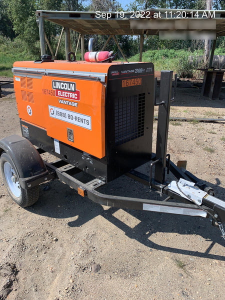 2021 Lincoln Electric Vantage 322 Vantage 322 Ready Pak 3 w/ Decals, ORANGE (includes trailer, cable rack, fender light kit) NO Telematics
