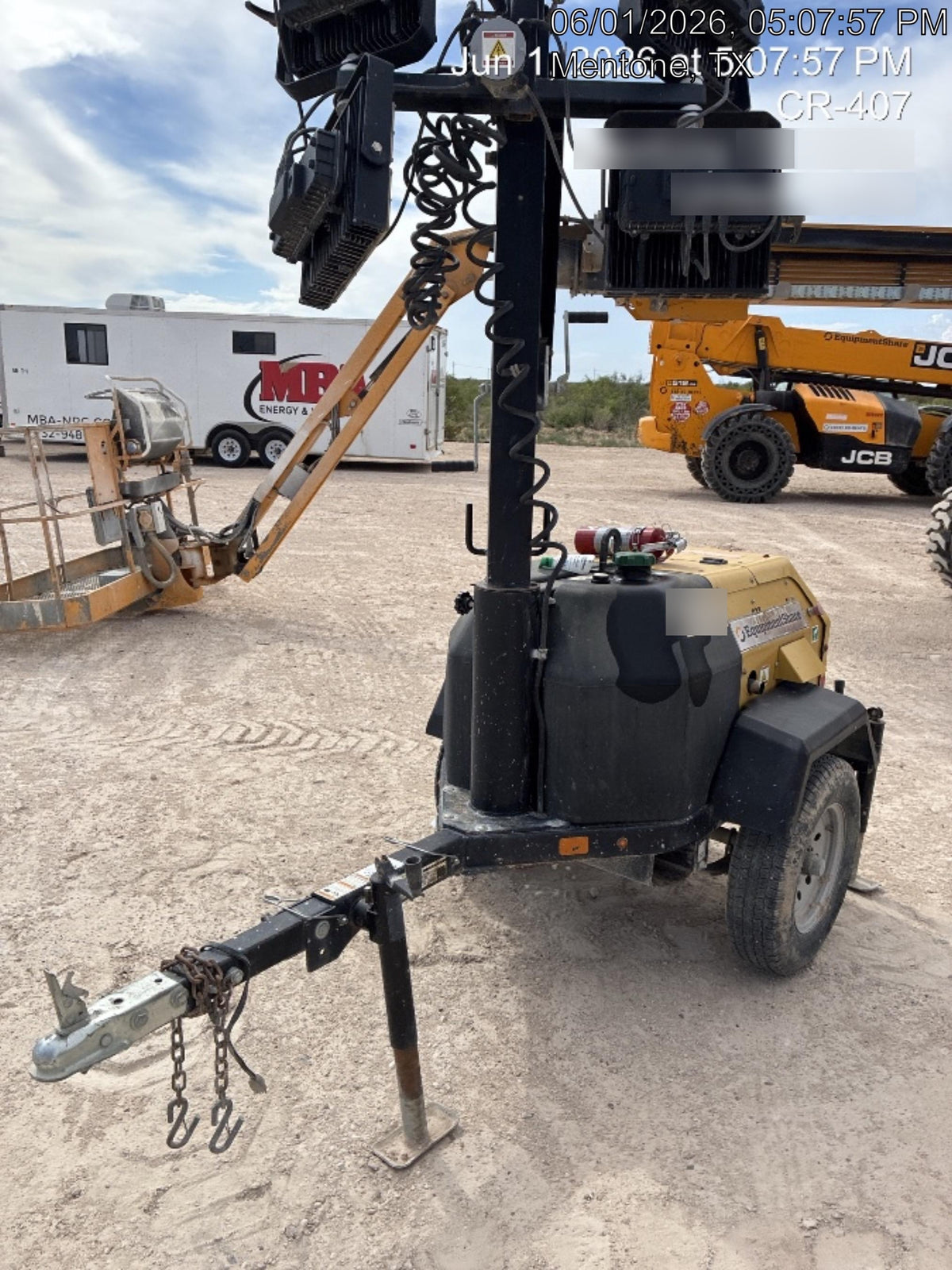 2022 Allmand NLV3GR (4) LED Light Fixture 350W, 23' Vertical Mast, 3kW Prime, Towable, Deep Sea L401, Leveling Jacks, Yanmar T4F 5.8hp