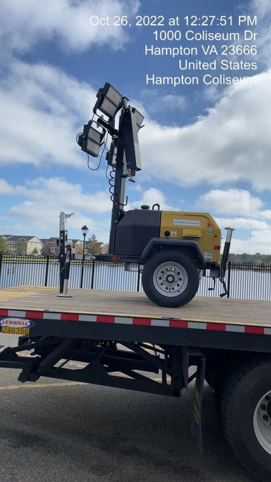 2022 Allmand NLV3GR (4) LED Light Fixture 350W, 23' Vertical Mast, 3kW Prime, Towable, ES Decals, T3