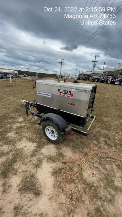 2019 Lincoln Electric Vantage 322 Ready-Pak 3, Two Wheel Trailer, Fender and Light Kit, Cable Rack