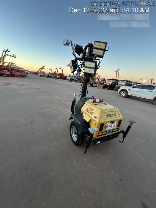 2022 Allmand NLV3GR (4) LED Light Fixture 350W, 23' Vertical Mast, 3kW Prime, Towable, Deep Sea L401, Leveling Jacks, Yanmar T4F 5.8hp