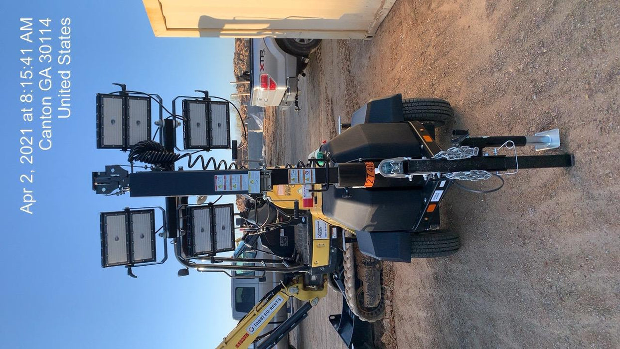 2021 Allmand NLV3GR (4) LED Light Fixture 350W, 23' Vertical Mast, 3kW Prime, Towable, Deep Sea L401, Leveling Jacks, Yanmar T4F 5.8hp